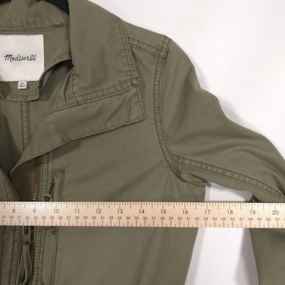 Madewell Women's Full Zip Drawstring Military Jacket Green Size XS Cotton Coat - Picture 6 of 10
